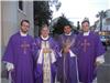 Le père Augusto Zanin, Monseigneur Jean-Yves Molinas, le père Ronizés Queiroz Geber et le père Luciano de Oliveira Paula.
