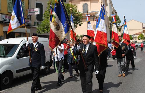 Les porte-drapeaux lors de la cérémonie du 8 mai 2014 à Six-Fours