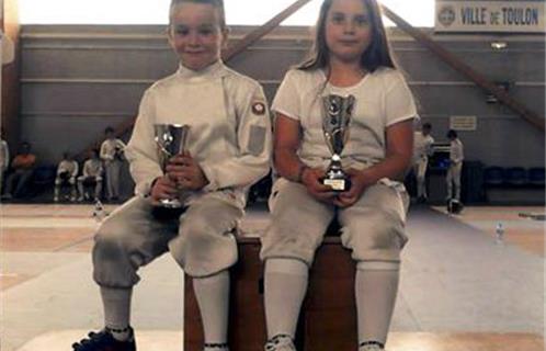 Oriane et Maxime qui, pour leur toute première compétition, ont gagnés dans la catégorie Poussin