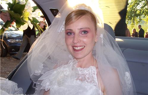 Carine Mouchan lors de son mariage.