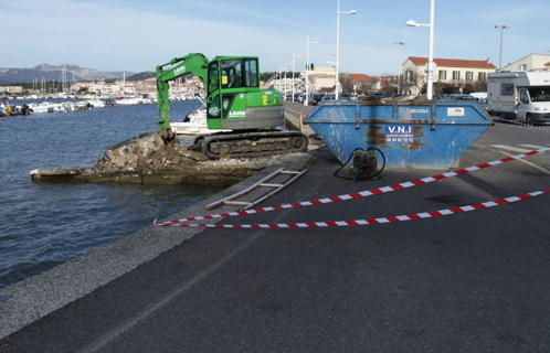 Destruction de la cale de mise à l'eau