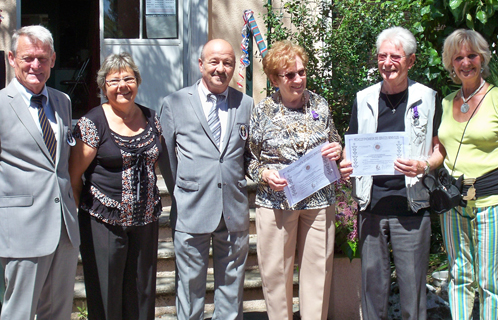 Les récipiendaires Raymond Bouriol et Alexandra Marchioretti entourés de Monique Armand, Jean Marc Monnereau, Pascal Schuffenecker et Nicole Réal.