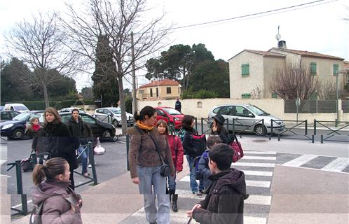 Arrivée à l'école lors de la précédente journée, le 11 février 