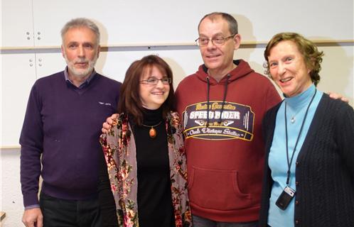 De gauche à droite le président Henri Chich, Laurence Pouget, Roger Vantomme et Patricia Huillet, sixième du concours national d'auteurs