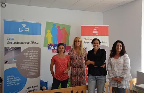 Pour l'atelier sont présentes Céline Moquet, Natacha, Servane Roussel-Tilman et Lydie Cahelo afin d'animer la session (de gauche à droite).