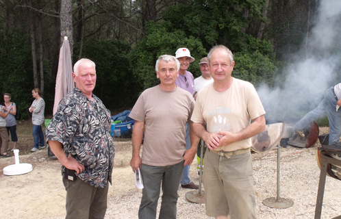 De g à d: René Lainé, Jean-Luc Granet et Gérard Mahia au Jardin des Oliviers