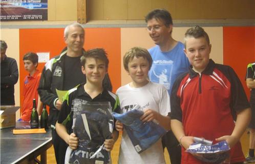 Podium minimes-cadets: Nolan, Emmanuel et Colin