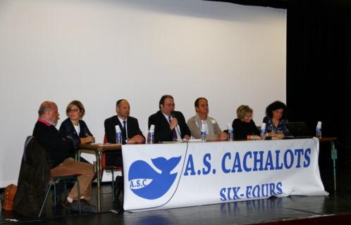 De G à D Jean-Marc Becu Vice-Pdt, Joseph Mulé, le président Patrick Perez, André Mercheyer, Stéphanie Meyer, la secrétaire, Nathalie Pastourelly, la trésorière.