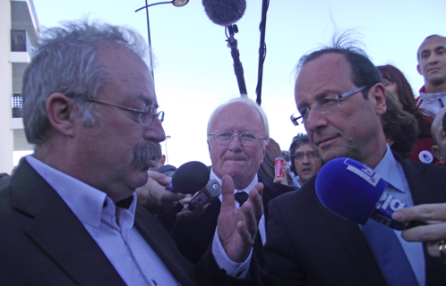 François Hollande et Marc Vuillemot, maire de la Seyne sur Mer.