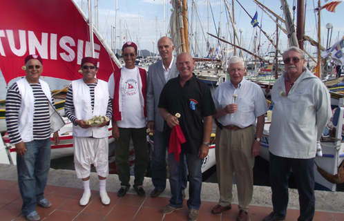 Inauguration de la cinqième virée de Saint-Nazaire, ici avec le maire de Sanary, les trois convives Tunisiens, C.Bénet, Jean-Louis Conil,l'amiral Prud'homme.