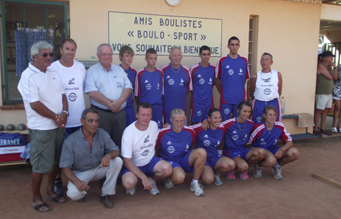 Les équipes de France féminines, masculines et des jeunes avec le président de la fédération national J-C Poyot, l'équipe technique J.Faresse, S.Fournier, B.Coste ainsi que S.Maciet et J-P Marbeuf. 