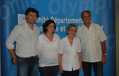 Les animateurs de cette rencontre: de gauche à droite Nicolas Castan, Laurence Hennebaut, Lucienne Roques et André Mercheyer 