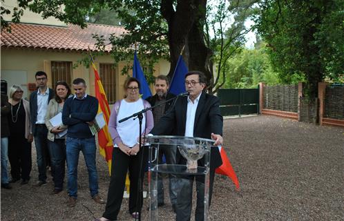 Le député-maire Jean-Sébastien Vialatte lors de son discours pour l'opération "Les présidents au jardin".