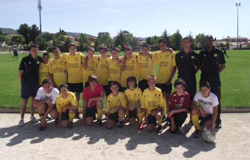 L'équipe des U15 de Sanary évoluant en promoligue avec les encadrants: J.Crail, N.Jzom et F.Rallo.