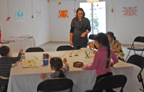 Ici atelier "tâches d'encre" avec Florence.