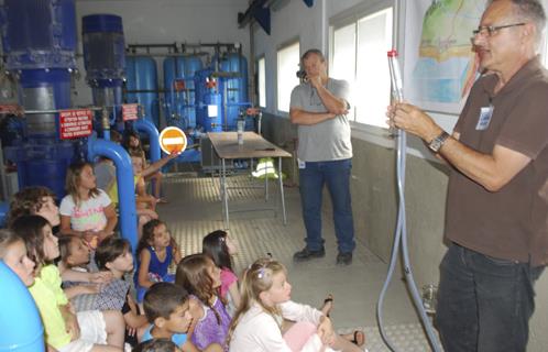 Alain et Rémy ont expliqué aux enfants le parcours de l'eau sur la commune.