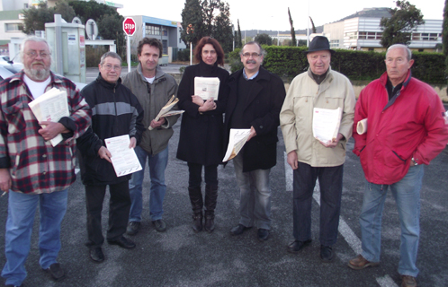 Candidats et militants réunis dans la zone des Playes: L. Cabras,P.Himber, J-P Meyer, N.Nazzi, A.Civittini.