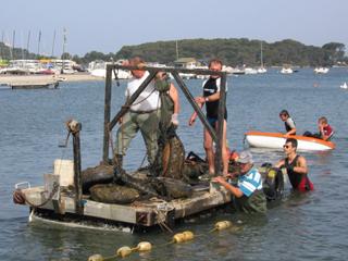 Ponton flottant fabriqué par l’association des plaisanciers du port du Brusc.