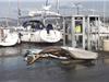 Des barques échouées sur le quai.