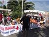 Brocante caritative près du kiosque à musique.