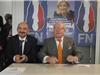Jean-Marie Le Pen et Frédéric Boccaletti lors de la conférence de presse à la nouvelle permanence du FN à Six-Fours.