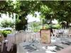 La Terrasse ombragée du restaurant de l'Hôtel Hélios sur le Port des Embiez