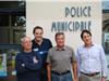 A droite, Thierry Mas Saint-Guiral aux côtés des acteurs de notre sécurité, (de g.à d.) Jean-Marc Deschamps représentant le service sécurité plages, Blaise Papalardo, chef de la police municipale et  Guy Berjot, responsable du CCFF 