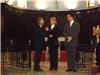 A gauche, Jean-Jacques Logeais, vice-président de l'Etoile bandolaise, accueille la soprano Lidia Gnielinska et l'organiste Pascal Marsault