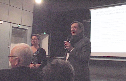 Jean-Sébastien Vialatte et Emilie Vergnes-Blanquer lors de la réunion publique.