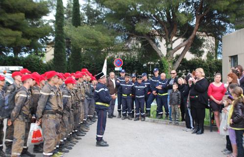 Les jeunes sapeurs pompiers lors de leur retour de stage au Gros Cerveau.