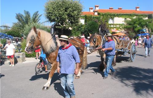 Défilé de chevaux sur la place de la Fontaine
