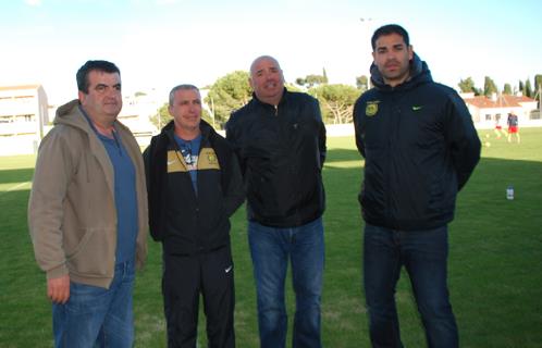 De d à g, le staff du SFB F.C avec B.Bastiera, P.Mariani, T.Pinet et R-P Clauzel.