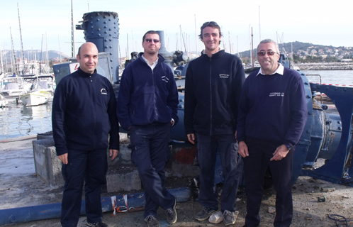 Le maître de Port et ses adjoints. De gauche à droite : Jean-Michel Preynat, Emmanuel Martin, Julien Rabut et Daniel Bernard