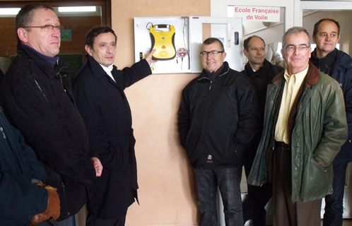 Jean-Sébastien Vialatte entouré d'Eric Vimfles (à gauche) et Cyrille André, ainsi que de Joseph Mulé, André Mercheyer et Alain Caillet 