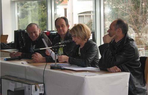 De gauche à droite, Patrick Nicolai,  André Mercheyer, adjoint aux sports, Annie Innocenti et Joseph Mulé premier adjoint au maire.