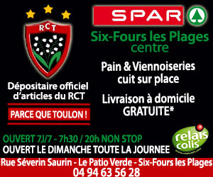 SPAR de Six Fours Centre Ville, partenaire du RCT. 
Pain, vienoiseries cuit sur place, livraison à domicile.